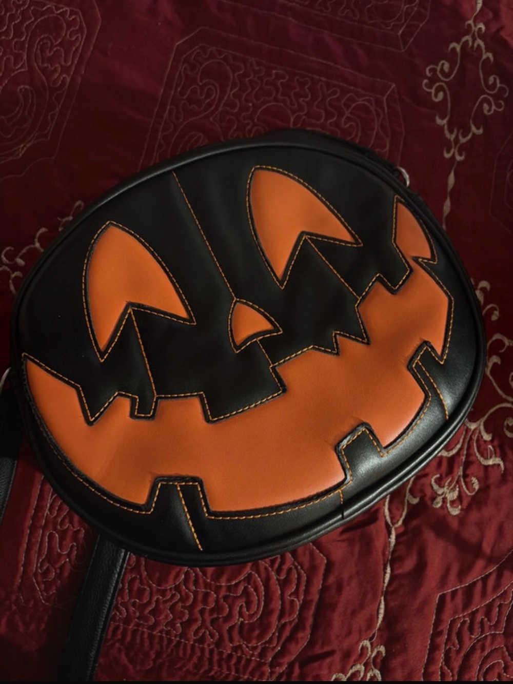 Halloween Pumpkin Face Shoulder Bag - Black & Orange